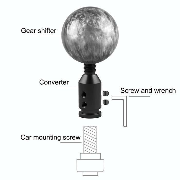 Car Threaded Shifter Gear Shift Knob Adapter 12 x 1.25 (Silver)