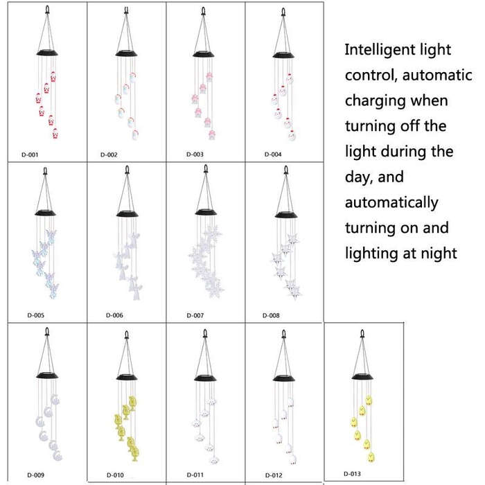 Solar Christmas Wind Chime Lights Outdoor Waterproof Colorful Decoration(D-008)
