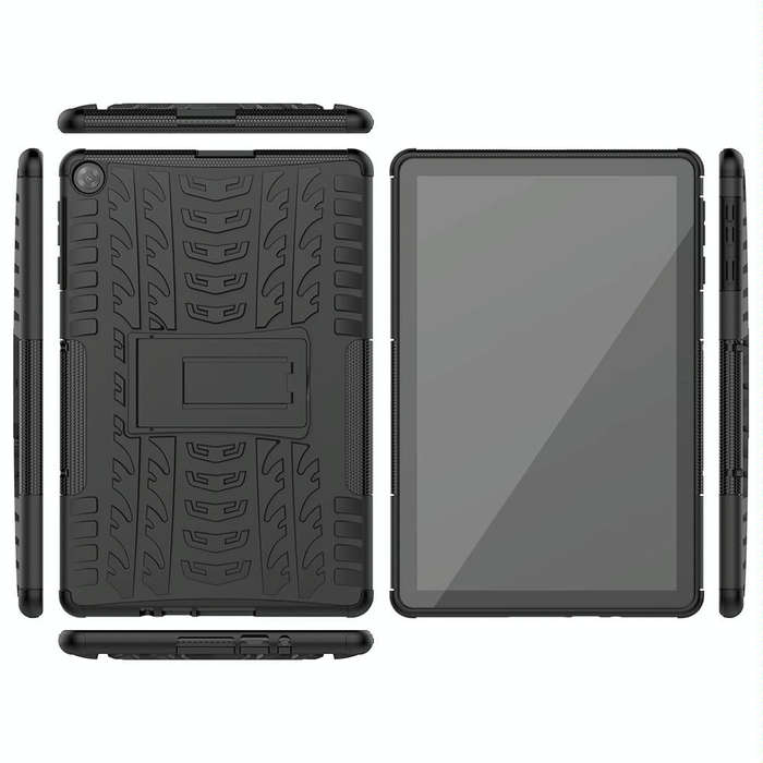 For Huawei MatePad T10/T10S/Enjoy 2 Tire Texture Shockproof TPU+PC Protective Case with Holder(Bl...