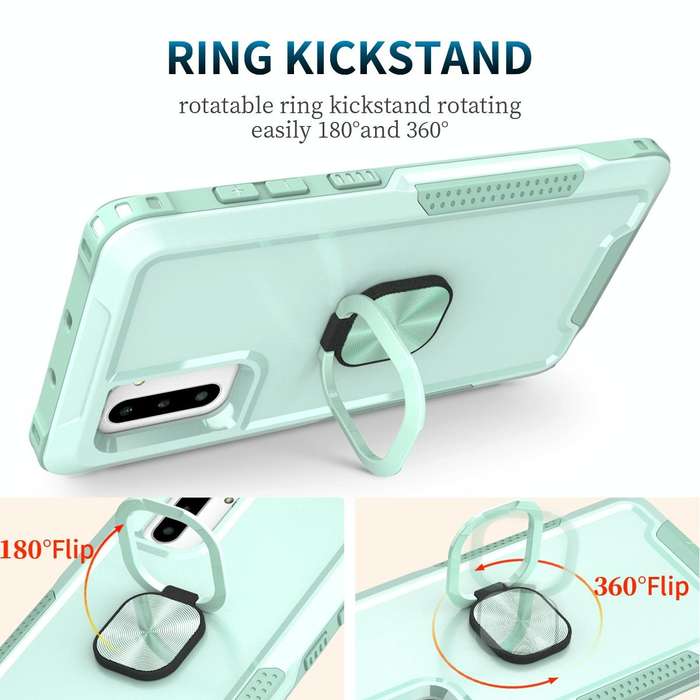 For Samsung Galaxy Note10 3 in 1 PC + TPU Phone Case with Ring Holder(Mint Green)