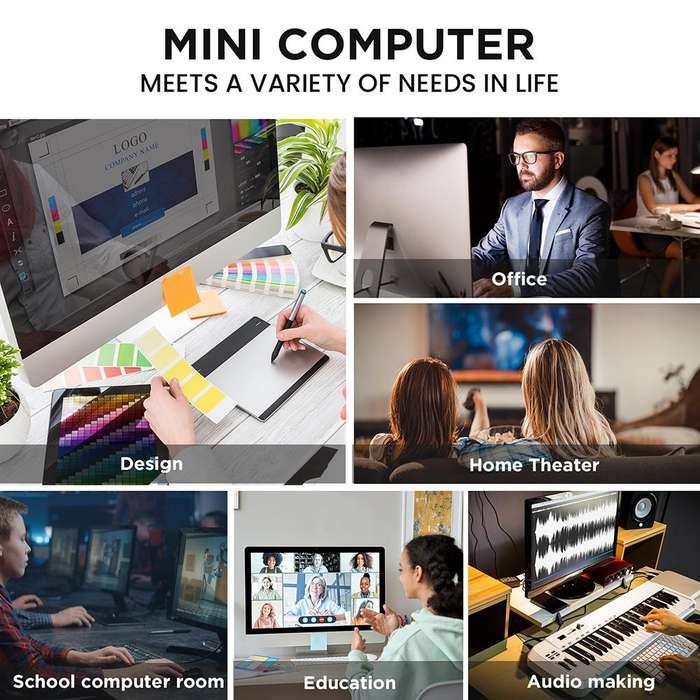 N100/DDR5 12th AlderLake-N100 Dual 4K60Hz Office And Home Mini PC, Spec: 12G+128G /EU Plug
