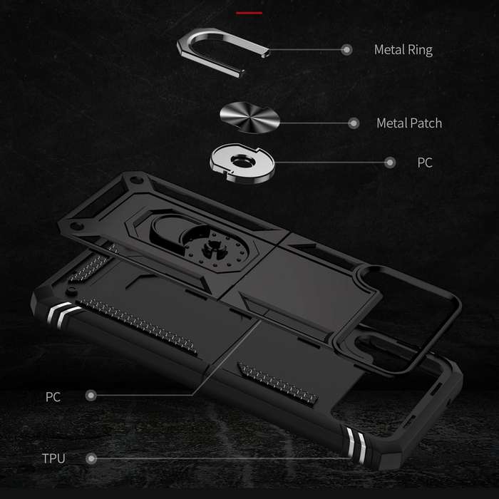 For Samsung Galaxy Z Flip4 Shockproof TPU + PC Phone Case with Holder(Black)