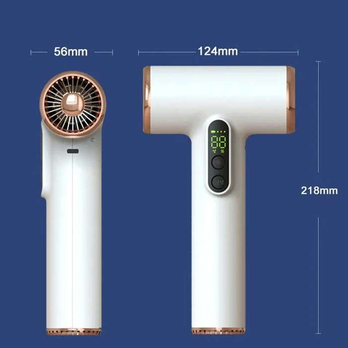 Wireless Rechargeable Hair Dryer with 3 Levels Wind Speed/ Temperature Adjustable(White)