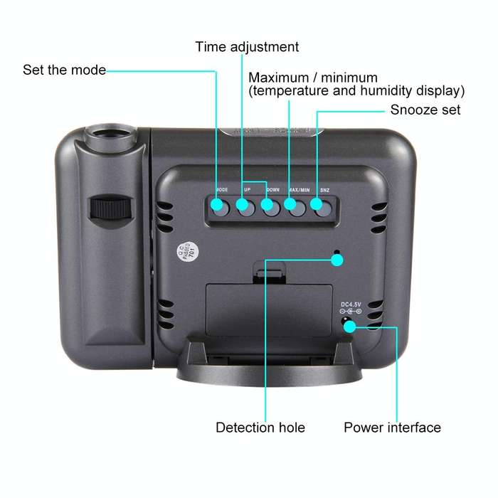 Multifunctional Digital Color LCD Display LED Projection Alarm Clock with Weather Station / Tempe...
