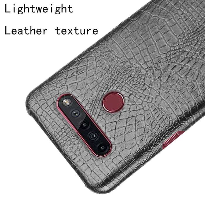For LG K51S Shockproof Crocodile Texture PC + PU Case(Black)