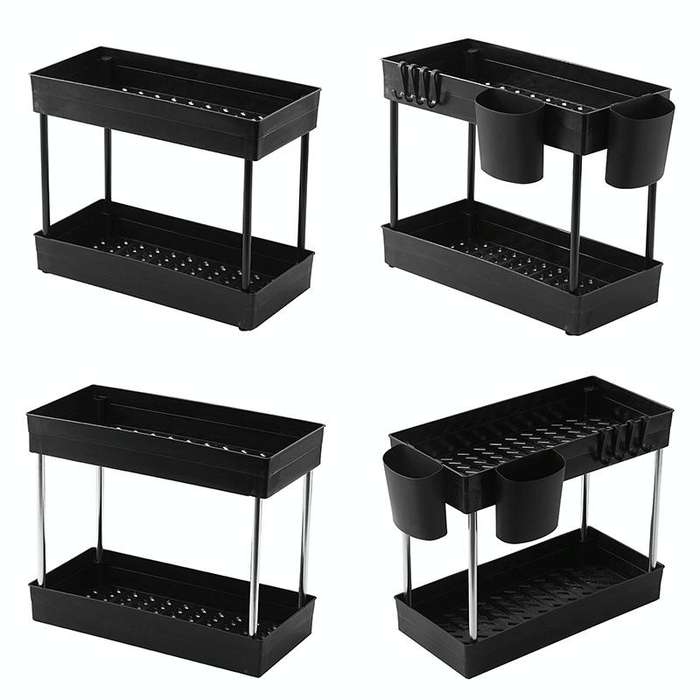 2222 Multifunctional Kitchen Counter Storage Rack, Spec: Cup Holder (Steel Color)