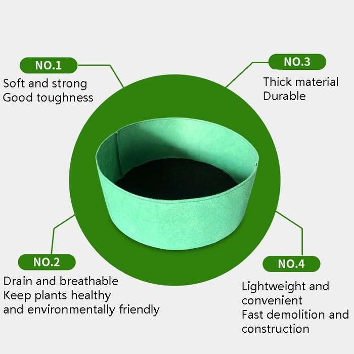 80x30cm 150L Felt Planting Barrel Indoor Outer Round Plant Bag Non-Woven Seedling Bag(Grass Green)