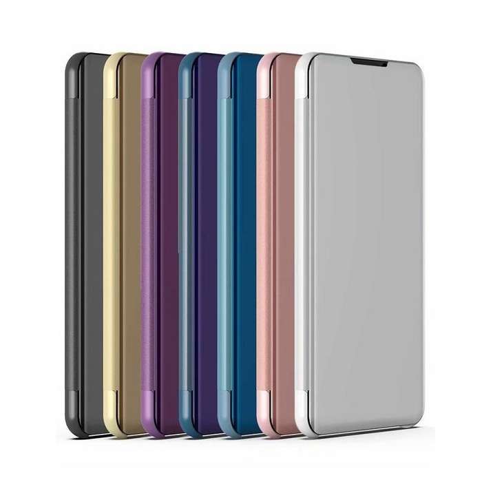 For Galaxy A31 Plated Mirror Horizontal Flip Leather Case with Holder(Black)