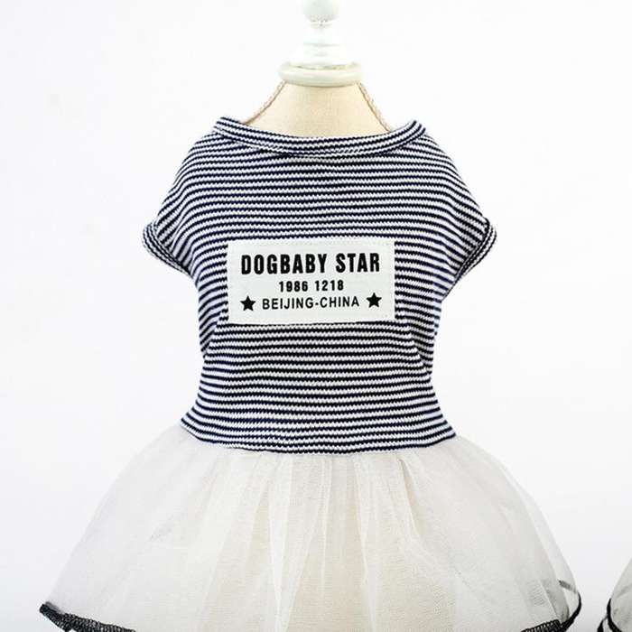Pet Clothes Dog Summer Breathable Striped Skirt, Size:M(Black)