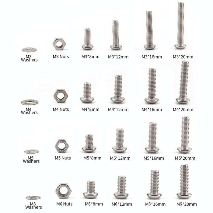 520 PCS 304 Stainless Steel Screws and Nuts Hex Socket Head Cap Screws Gasket Wrench Assortment S...