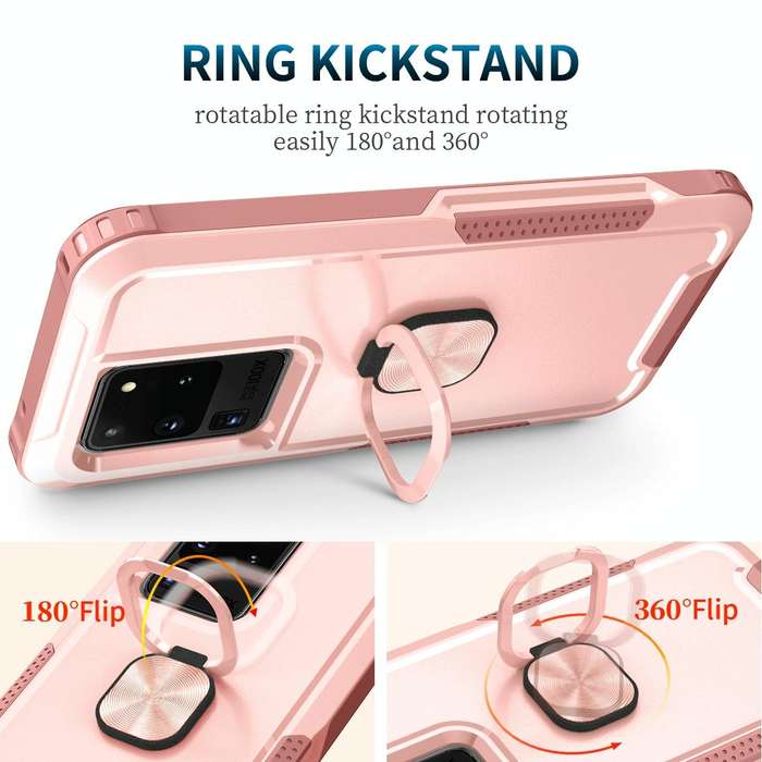 For Samsung Galaxy S20 Ultra 3 in 1 PC + TPU Phone Case with Ring Holder(Pink)