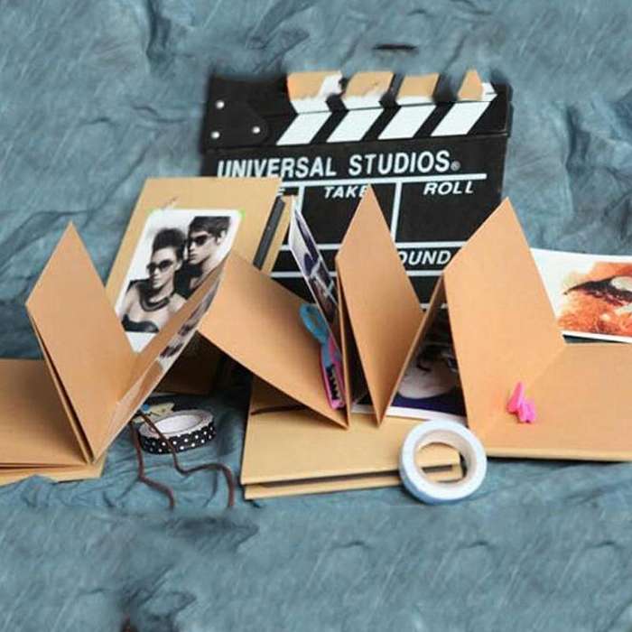 Movie Board Paste Accordion Folding Creative DIY Manual Album Book(Cow Card)
