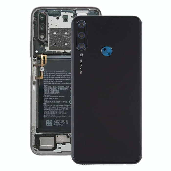 Original Battery Back Cover with Camera Lens Cover for Huawei Y6p(Black)