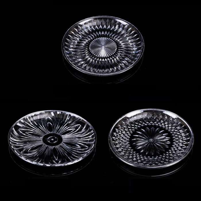 5 PCS Acrylic Round Transparent Fruit Dish, Diameter: 15cm(Lotus)