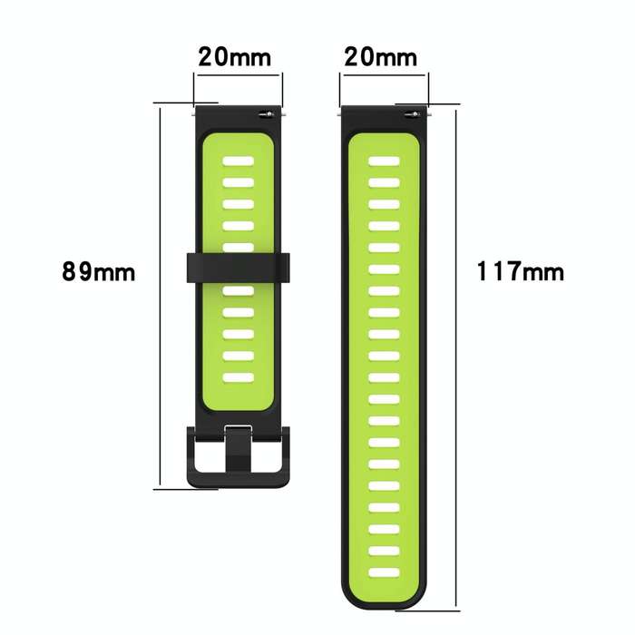 For Garmin Forerunner 245 Music 20mm Vertical Pattern Two-Color Silicone Watch Band(Black+Grey)