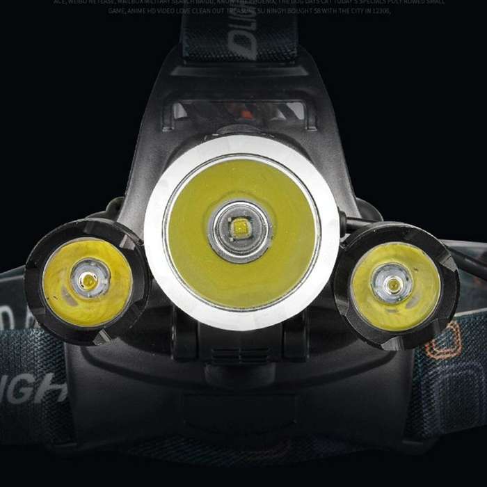 Strong Light Long-Range Rechargeable Three-Head Lamp Outdoor Fishing Lamp Led Head-Mounted Flashl...