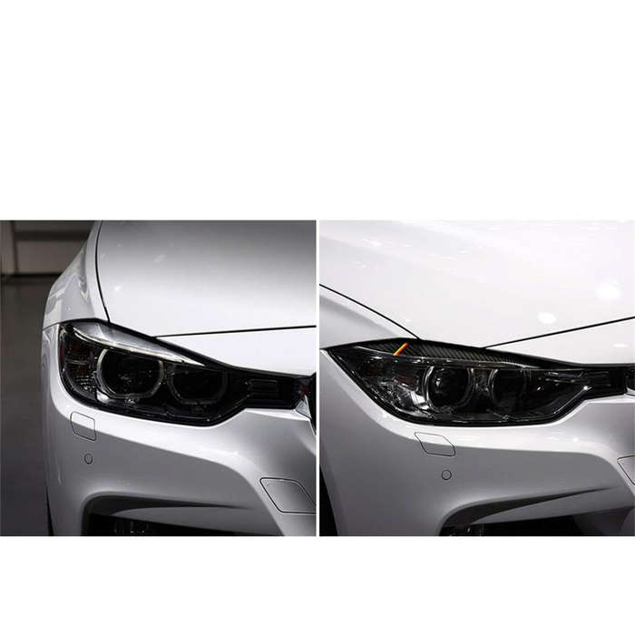 1 Pairs Yellow Red Color Carbon Fiber Car Lamp Eyebrow Decorative Sticker for BMW F30 2013-2015