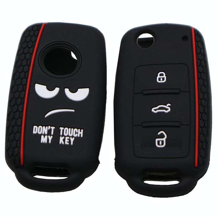 Do not Touch My Key Style Silicone Car Key Cover for Volkswagen Jetta Polo Passat Skoda Tiguan Go...