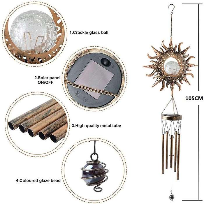 Solar Suspending Iron Wind Chime Lamp(Moon)
