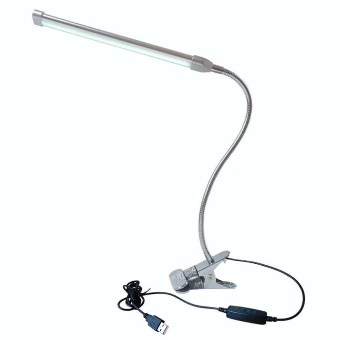USB Clip Lamp Student Eye Protection LED Dimmable Desk Light(Silver)