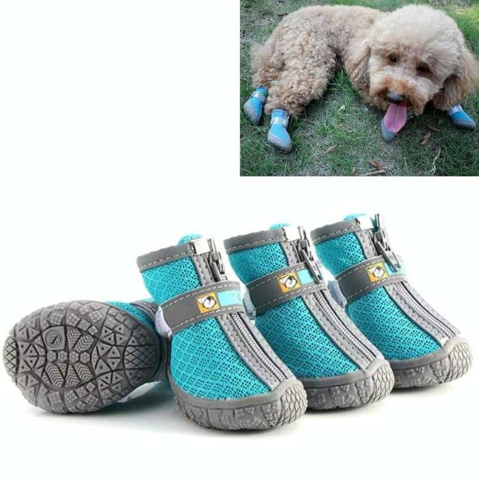 4 PCS / Set Breathable Non-slip Wear-resistant Dog Shoes Pet Supplies, Size: 4.8x5.3cm(Lake Blue)