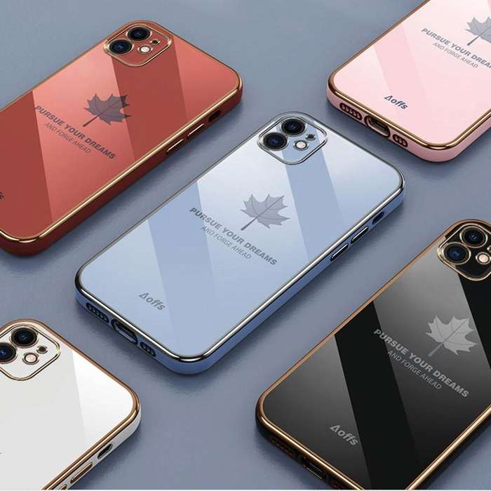 For Samsung Galaxy S23 5G 9D Plating Maple Leaf Silicone Phone Case with Strap(Smoke Purple)