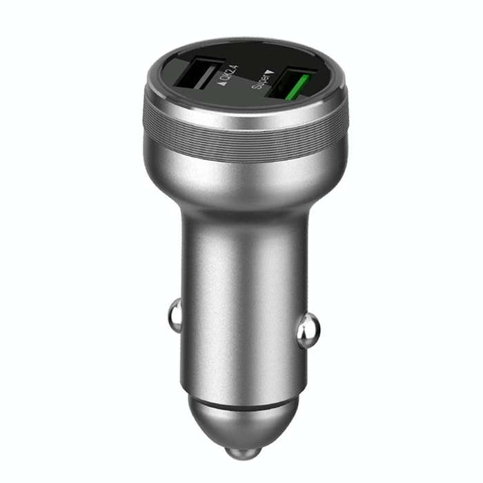 Dual USB 66W Car Flash Charger for OPPO / Huawei (Silver)