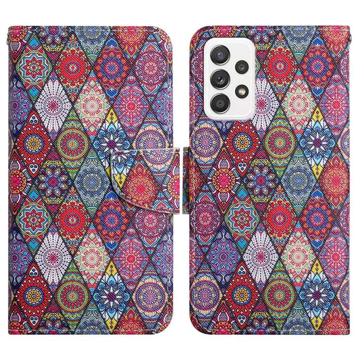 For Samsung Galaxy A53 5G Painted Pattern Horizontal Flip Leather Phone Case(Rhombus Kaleidoscope)