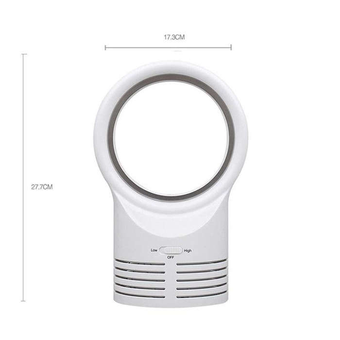 Bladeless Mini Fan Round Desktop Leafless Fan Air Cooling Fan Air Cooler, Style:US Plug(White)