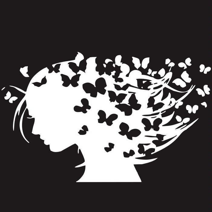 D-956 Butterfly Girl Pattern Car Modified Decorative Sticker(White)