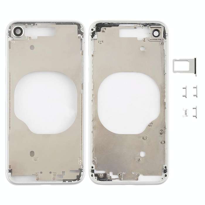 Transparent Back Cover with Camera Lens & SIM Card Tray & Side Keys for iPhone 8 (White)