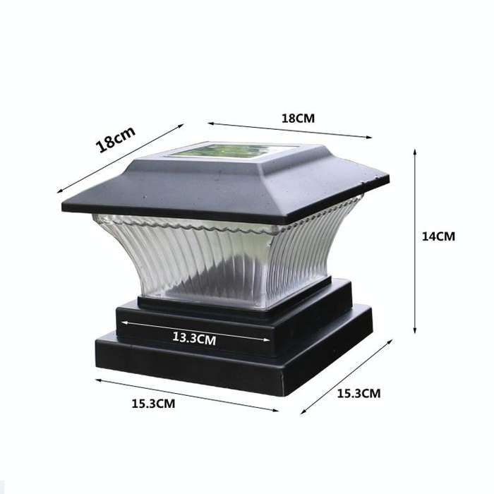 Outdoor Solar Column Lamp IP44 Waterproof Garden Fence Light Solar Street Lamp(Black Shell+White ...