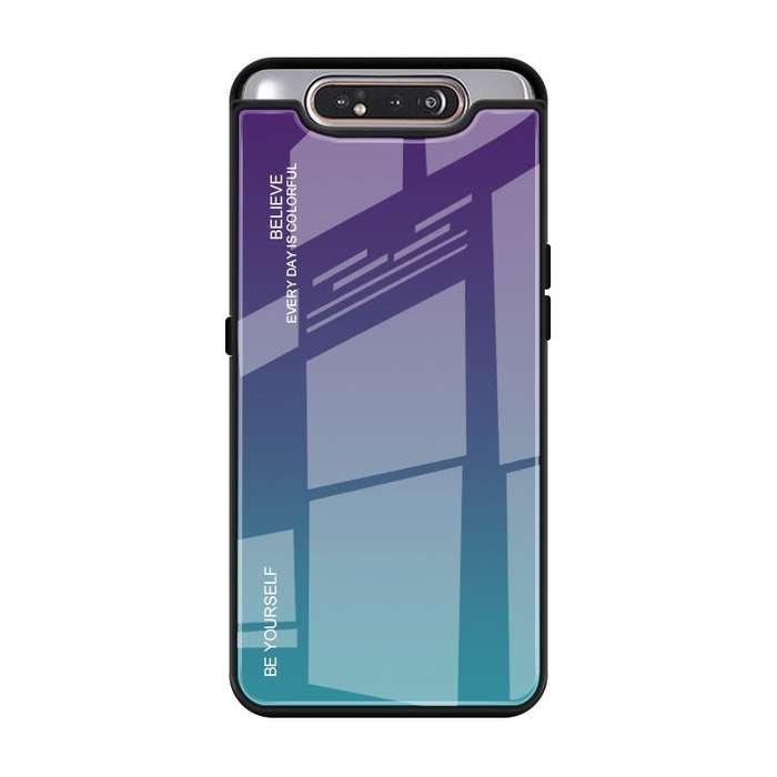 For Galaxy A80 Gradient Color Glass Case(Purple)