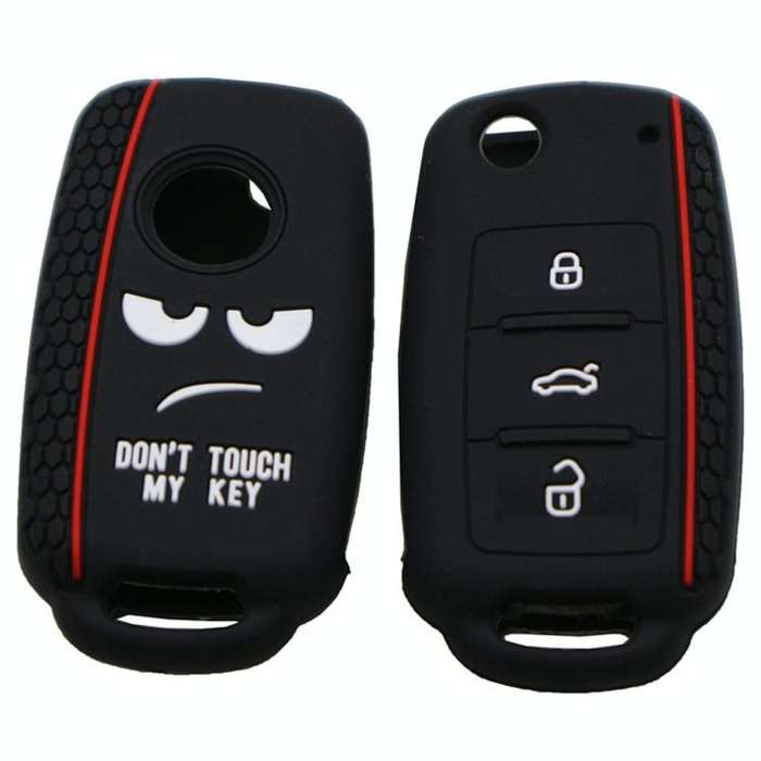 Do not Touch My Key Style Silicone Car Key Cover for Volkswagen Jetta Polo Passat Skoda Tiguan Go...