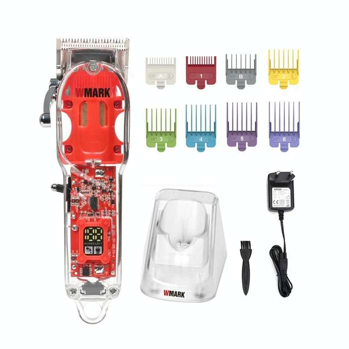 WMARK NG-407 Rechargeable Transparent Hair Clipper With Base LED Display, EU Plug