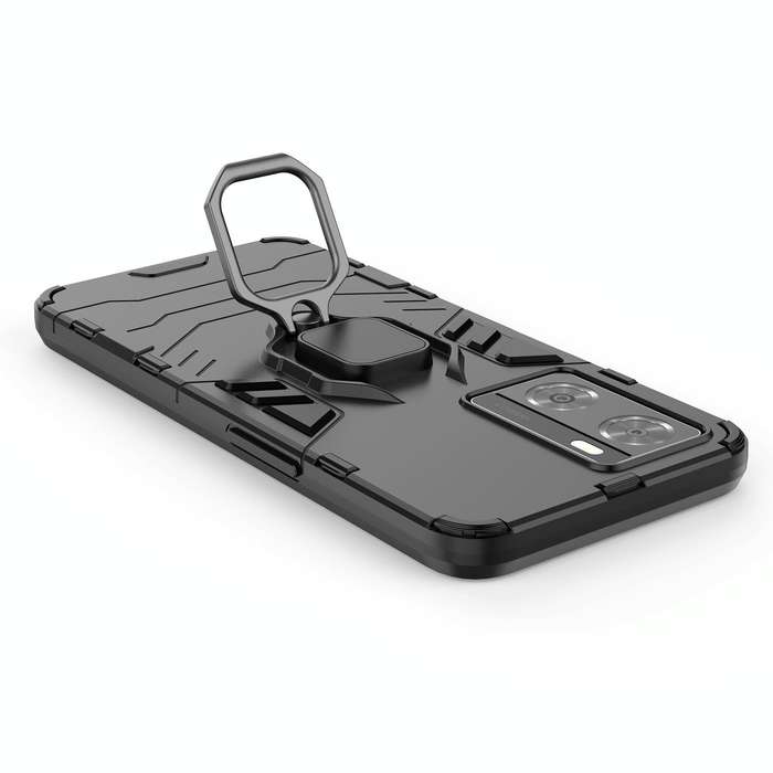 For OPPO A57 4G Foreign Version Shockproof PC + TPU Holder Phone Case(Navy Blue)