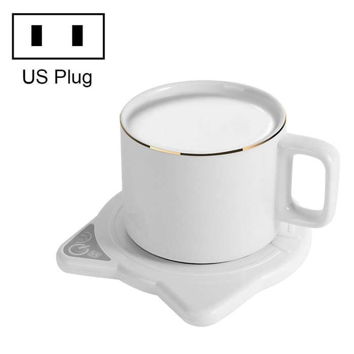 Automatic Heating Warm Coaster Hot Milk Coffee Cup Timed Thermos Cup Mat, US Plug(White)