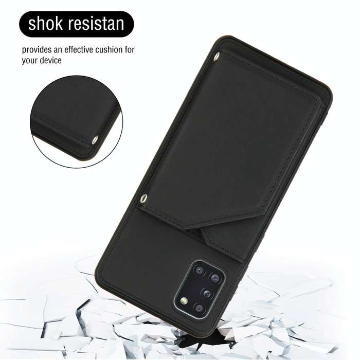 For Samsung Galaxy A31 Skin Feel PU + TPU + PC Back Cover Shockproof Case with Card Slots & Holde...