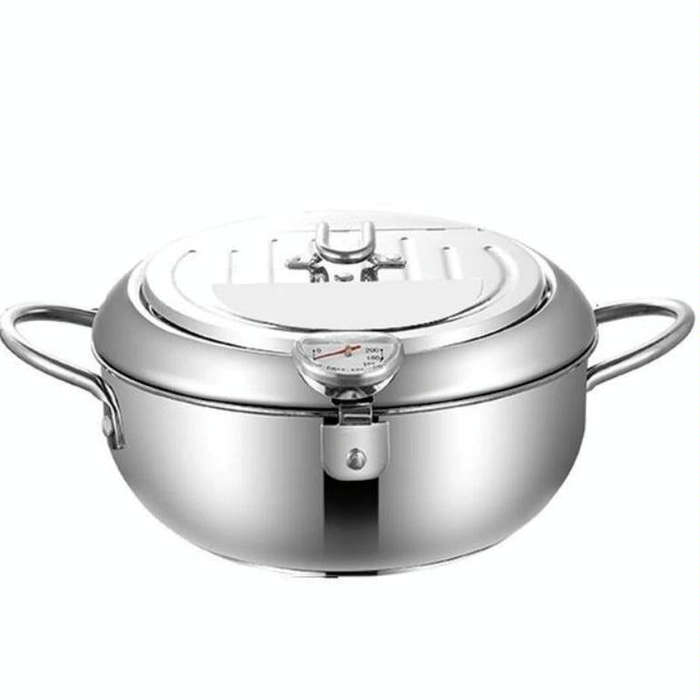 201 Stainless Steel Fryer Pot Household Temperature-controlled Multifunctional Thickening Pot, Si...