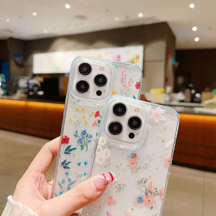 For iPhone 13 mini Fresh Small Floral Epoxy TPU Phone Case(D04)