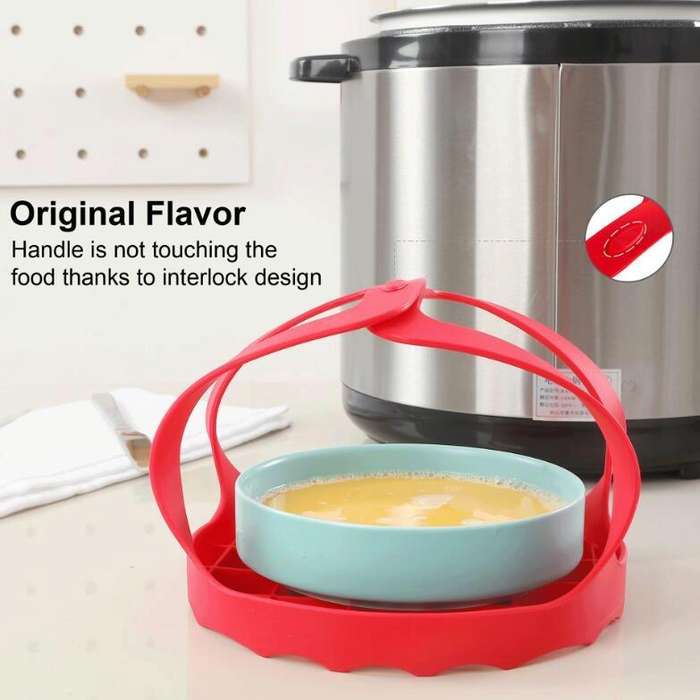 Steamer Sling Pressure Cooker Silicone Steamer(Red)