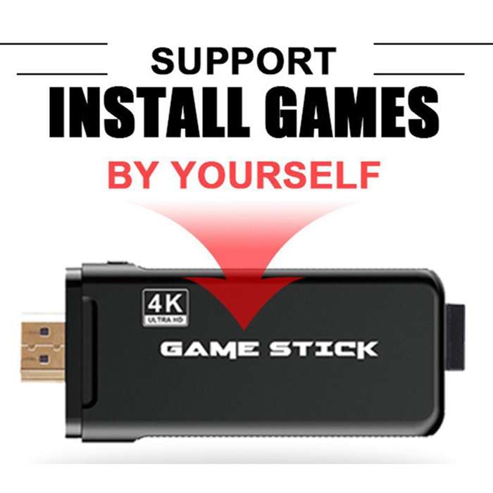 PS3000 64GB 4K Retro Game Stick with 2 Wireless Gamepads 10000+ Games Pre-installed