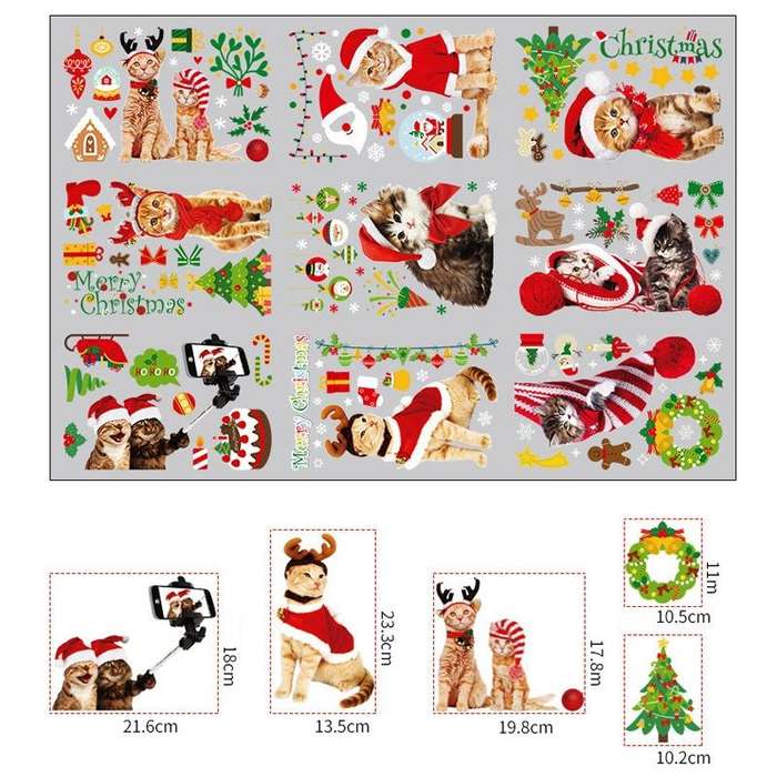 SKJD2312 Christmas Decorations Shop Window Kindergarten Layout Static Electricity Stickers
