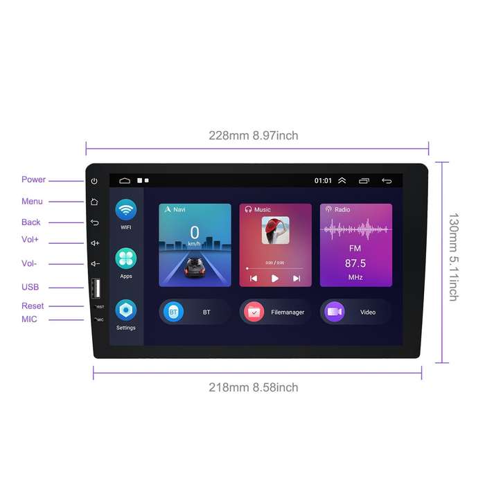 A3236 9 inch Android 11 Single Butt MP5 Player, Style: Wifi 2+32G(Standard+AHD Camera)