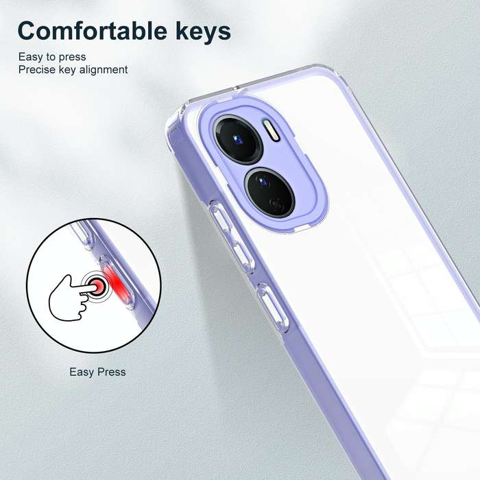 For vivo Y16 3 in 1 Clear TPU Color PC Frame Phone Case(Purple)