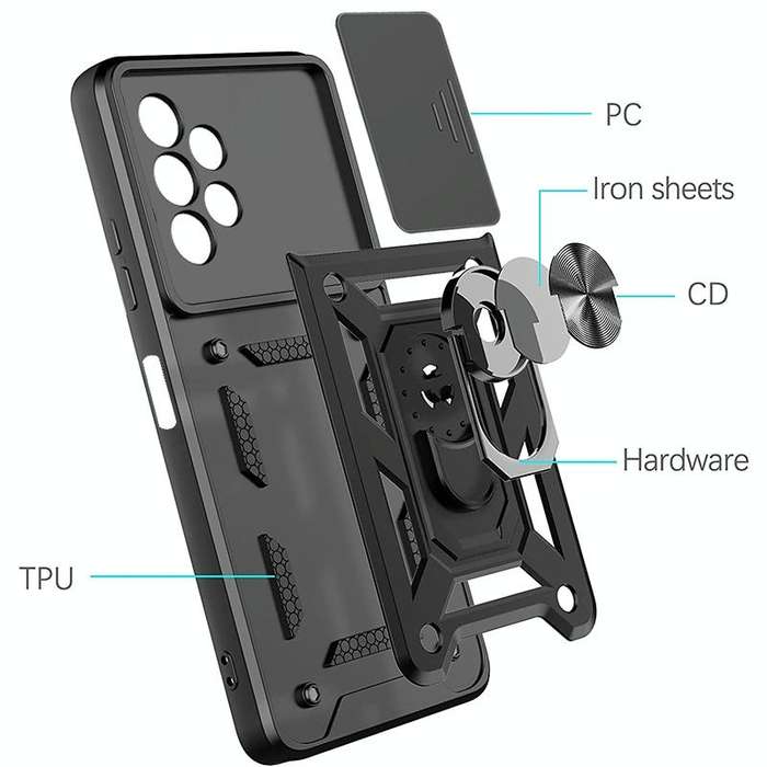 For Samsung Galaxy A13 4G Sliding Camera Cover TPU+PC Phone Case(Black)