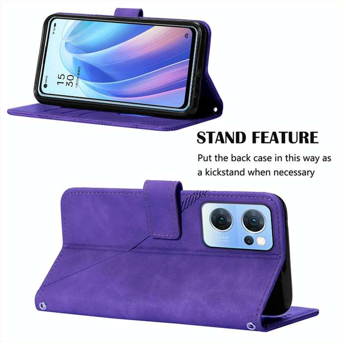 For OPPO Reno7 5G / Find X5 Lite Crossbody 3D Embossed Flip Leather Phone Case(Purple)