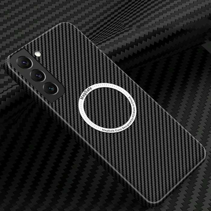 For Samsung Galaxy S21 Plus 5G Carbon Fiber Texture MagSafe Magnetic Phone Case(Black)