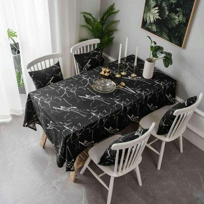 Marble Pattern Minimalist Tablecloth Cover Table Cloth Cotton Linen Dust-proof Cabinet Cloth, Siz...