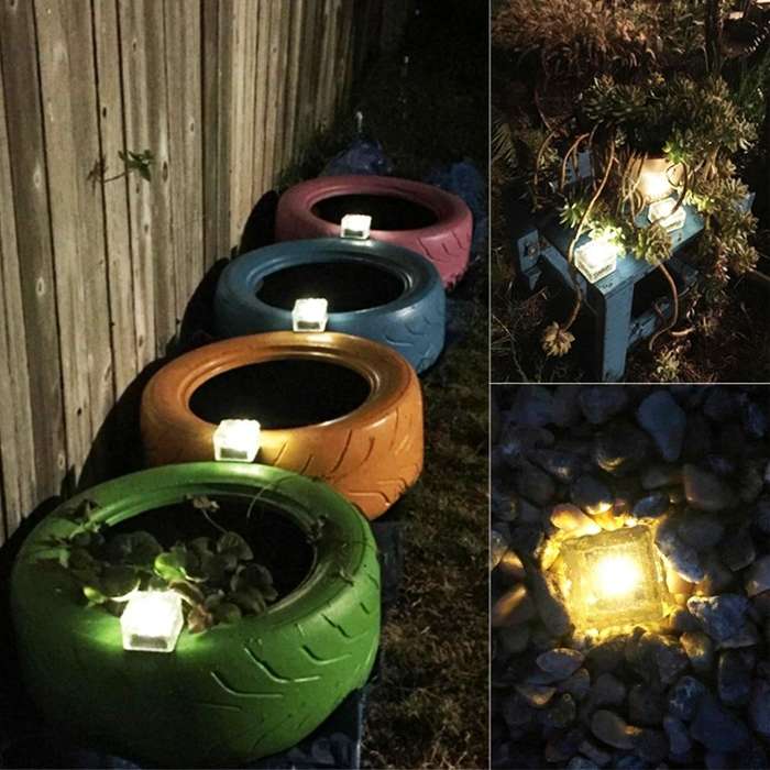 Solar Powered Square Tempered Glass Outdoor LED Buried Light Garden Decoration Lamp IP55 Waterpro...